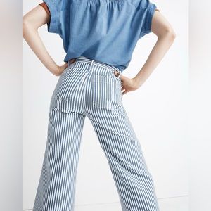 Emmett Wide-Leg Crop Pants in Herringbone Railroad Stripe, FLASH SALE